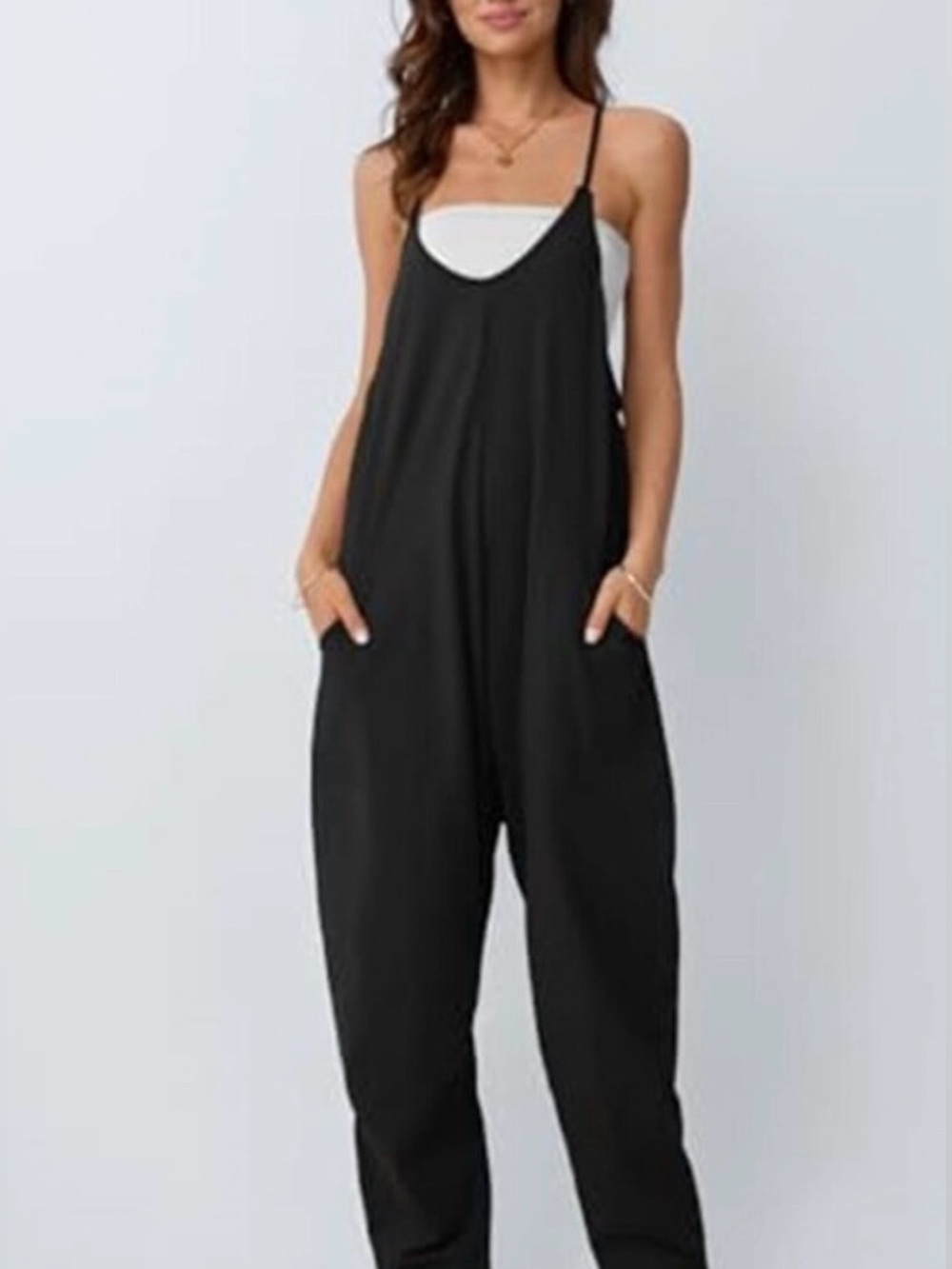 Sundry New Slouchy Ribbed Jumpsuit in Black with White T-Shirt Size S NWT